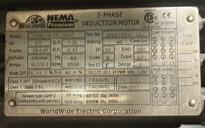 WorldWide Electric Corporation Motor