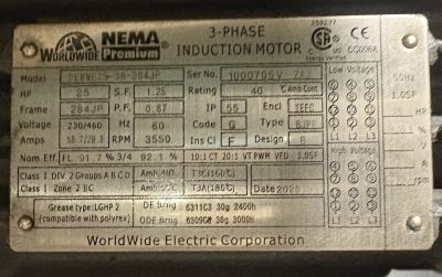 WorldWide Electric Corporation Motor
